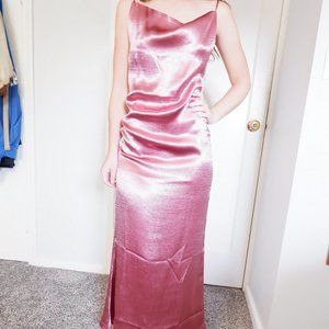 Floor length shiny evening gown